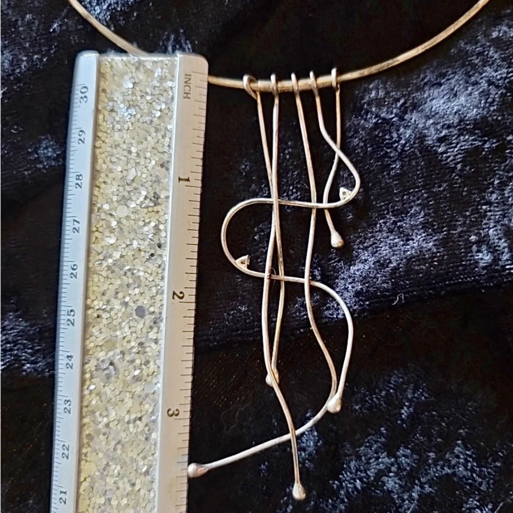 Antique Art Deco Sterling Silver Artisan Signed Collar Cuff Choker Drop Necklace - Picture 13 of 15